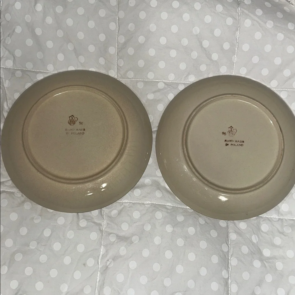 Lot 2 Boleslawiec Wiza Polish Pottery 7.75" Salad Dessert Plates Handmade Blue - Picture 4 of 6